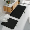 image:imageGray Bathroom Rug Set 2 Piece Bath Mat 21x34 ampU Shape Toilet Rug 21x21  AbsorbentWashableNon Slip Bathroom Rugs SetsContour Mat for ToiletBlack