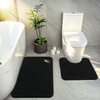 image:imageGray Bathroom Rug Set 2 Piece Bath Mat 21x34 ampU Shape Toilet Rug 21x21  AbsorbentWashableNon Slip Bathroom Rugs SetsContour Mat for ToiletBlack