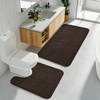 image:imageGray Bathroom Rug Set 2 Piece Bath Mat 21x34 ampU Shape Toilet Rug 21x21  AbsorbentWashableNon Slip Bathroom Rugs SetsContour Mat for ToiletBrown