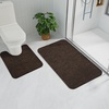 image:imageGray Bathroom Rug Set 2 Piece Bath Mat 21x34 ampU Shape Toilet Rug 21x21  AbsorbentWashableNon Slip Bathroom Rugs SetsContour Mat for ToiletBrown