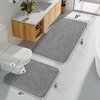 image:imageGray Bathroom Rug Set 2 Piece Bath Mat 21x34 ampU Shape Toilet Rug 21x21  AbsorbentWashableNon Slip Bathroom Rugs SetsContour Mat for ToiletGrey
