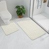 image:imageGray Bathroom Rug Set 2 Piece Bath Mat 21x34 ampU Shape Toilet Rug 21x21  AbsorbentWashableNon Slip Bathroom Rugs SetsContour Mat for ToiletIvory