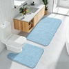 image:imageGray Bathroom Rug Set 2 Piece Bath Mat 21x34 ampU Shape Toilet Rug 21x21  AbsorbentWashableNon Slip Bathroom Rugs SetsContour Mat for ToiletLight Blue