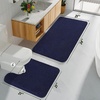 image:imageGray Bathroom Rug Set 2 Piece Bath Mat 21x34 ampU Shape Toilet Rug 21x21  AbsorbentWashableNon Slip Bathroom Rugs SetsContour Mat for ToiletNavy Blue