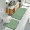 image:imageGray Bathroom Rug Set 2 Piece Bath Mat 21x34 ampU Shape Toilet Rug 21x21  AbsorbentWashableNon Slip Bathroom Rugs SetsContour Mat for ToiletSage Green
