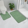 image:imageGray Bathroom Rug Set 2 Piece Bath Mat 21x34 ampU Shape Toilet Rug 21x21  AbsorbentWashableNon Slip Bathroom Rugs SetsContour Mat for ToiletSage Green