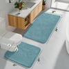 image:imageGray Bathroom Rug Set 2 Piece Bath Mat 21x34 ampU Shape Toilet Rug 21x21  AbsorbentWashableNon Slip Bathroom Rugs SetsContour Mat for ToiletSpa Blue