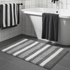 image:imageHOMORE Bathroom Runner Rug 24x60 Inch Washable Non Slip Bathroom Rug Long Absorbent Bath Rugs Quickly Dry Plush Bath Mats for Sink Shower Floor Navy BlueGreyWhite