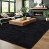 image:imageHOMORE Bedroom Rug 3x5 Black Rugs for Living Room Luxury Fluffy Area Rugs for Indoor Entrance Non Slip Kids Rug for Nursery Girls Boys DormBlack