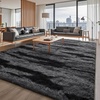 image:imageHOMORE Bedroom Rug 3x5 Black Rugs for Living Room Luxury Fluffy Area Rugs for Indoor Entrance Non Slip Kids Rug for Nursery Girls Boys DormBlack and Grey