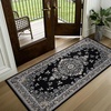 image:imageHOMORE Black Area Rug 5x7 Living Room Rug Washable Rugs for Bedroom  Non Slip Low Pile Vintage Floral Throw Rugs for Dining Room FarmhouseBlack