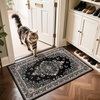 image:imageHOMORE Black Area Rug 5x7 Living Room Rug Washable Rugs for Bedroom  Non Slip Low Pile Vintage Floral Throw Rugs for Dining Room FarmhouseBlack