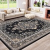image:imageHOMORE Black Area Rug 5x7 Living Room Rug Washable Rugs for Bedroom  Non Slip Low Pile Vintage Floral Throw Rugs for Dining Room FarmhouseBlack