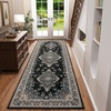 image:imageHOMORE Black Area Rug 5x7 Living Room Rug Washable Rugs for Bedroom  Non Slip Low Pile Vintage Floral Throw Rugs for Dining Room FarmhouseBlack