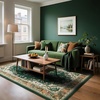 image:imageHOMORE Black Area Rug 5x7 Living Room Rug Washable Rugs for Bedroom  Non Slip Low Pile Vintage Floral Throw Rugs for Dining Room FarmhouseDeep Green