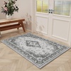 image:imageHOMORE Black Area Rug 5x7 Living Room Rug Washable Rugs for Bedroom  Non Slip Low Pile Vintage Floral Throw Rugs for Dining Room FarmhouseGrey