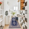 image:imageHOMORE Black Area Rug 5x7 Living Room Rug Washable Rugs for Bedroom  Non Slip Low Pile Vintage Floral Throw Rugs for Dining Room FarmhouseNavy Blue