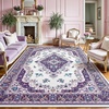 image:imageHOMORE Black Area Rug 5x7 Living Room Rug Washable Rugs for Bedroom  Non Slip Low Pile Vintage Floral Throw Rugs for Dining Room FarmhousePurple