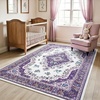 image:imageHOMORE Black Area Rug 5x7 Living Room Rug Washable Rugs for Bedroom  Non Slip Low Pile Vintage Floral Throw Rugs for Dining Room FarmhousePurple