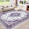 image:imageHOMORE Black Area Rug 5x7 Living Room Rug Washable Rugs for Bedroom  Non Slip Low Pile Vintage Floral Throw Rugs for Dining Room FarmhousePurple