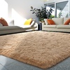 image:imageHOMORE Black Rug for Bedroom 4x6 Area Rugs for Kids Room Non Slip Dorm Rug  Shaggy Fluffy Furry Carpet for Living RoomSuper Soft Gothic Rug for Home DecorLight Tan