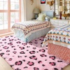image:imageHOMORE Fluffy Leopard Rug4x6 Cheetah Rugs for Bedroom Living Room  Western Rugs Non Slip Backing Soft Leopard Print Rug for Kids Room DormBlack and KhakiPink