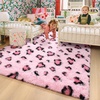 image:imageHOMORE Fluffy Leopard Rug4x6 Cheetah Rugs for Bedroom Living Room  Western Rugs Non Slip Backing Soft Leopard Print Rug for Kids Room DormBlack and KhakiPink