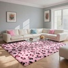 image:imageHOMORE Fluffy Leopard Rug4x6 Cheetah Rugs for Bedroom Living Room  Western Rugs Non Slip Backing Soft Leopard Print Rug for Kids Room DormBlack and KhakiPink