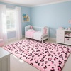 image:imageHOMORE Fluffy Leopard Rug4x6 Cheetah Rugs for Bedroom Living Room  Western Rugs Non Slip Backing Soft Leopard Print Rug for Kids Room DormBlack and KhakiPink