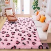 image:imageHOMORE Fluffy Leopard Rug4x6 Cheetah Rugs for Bedroom Living Room  Western Rugs Non Slip Backing Soft Leopard Print Rug for Kids Room DormBlack and KhakiPink