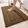 image:imageHOMORE Grey Bathroom Rug 24x36 Inch Soft Absorbent Microfiber Bathroom Runner Rug Washable Bath Runners Rugs for Bathrooms Non Slip Bath Rugs for Shower TubLight Brown