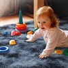image:imageHOMORE Soft Fluffy Rug for Bedroom Tie Dye Rugs for Living Room Non Slip Shaggy Plush Carpet for Kids Nursery Toddler 4x6 Feet Area Rugs for Room Floor Blue Gray