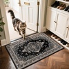 image:imageHOMORE Washable Area Rug 4x6 Black Rugs for Bedroom Living Room  Non Slip Low Pile Vintage Floral Throw Rugs for Entryway Kitchen Rug Dinning Room OfficeBlack