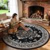 image:imageHOMORE Washable Area Rug 4x6 Black Rugs for Bedroom Living Room  Non Slip Low Pile Vintage Floral Throw Rugs for Entryway Kitchen Rug Dinning Room OfficeBlack
