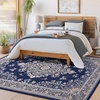 image:imageHOMORE Washable Area Rug 4x6 Black Rugs for Bedroom Living Room  Non Slip Low Pile Vintage Floral Throw Rugs for Entryway Kitchen Rug Dinning Room OfficeNavy Blue