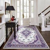 image:imageHOMORE Washable Area Rug 4x6 Black Rugs for Bedroom Living Room  Non Slip Low Pile Vintage Floral Throw Rugs for Entryway Kitchen Rug Dinning Room OfficePurple