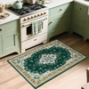 image:imageHOMORE Washable Area Rug 4x6 Black Rugs for Bedroom Living Room  Non Slip Low Pile Vintage Floral Throw Rugs for Entryway Kitchen Rug Dinning Room OfficeDeep Green