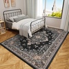 image:imageHOMORE Washable Area Rug 4x6 Black Rugs for Bedroom Living Room  Non Slip Low Pile Vintage Floral Throw Rugs for Entryway Kitchen Rug Dinning Room OfficeBlack