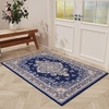 image:imageHOMORE Washable Area Rug 4x6 Black Rugs for Bedroom Living Room  Non Slip Low Pile Vintage Floral Throw Rugs for Entryway Kitchen Rug Dinning Room OfficeNavy Blue