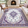 image:imageHOMORE Washable Area Rug 4x6 Black Rugs for Bedroom Living Room  Non Slip Low Pile Vintage Floral Throw Rugs for Entryway Kitchen Rug Dinning Room OfficePurple