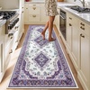 image:imageHOMORE Washable Area Rug 4x6 Black Rugs for Bedroom Living Room  Non Slip Low Pile Vintage Floral Throw Rugs for Entryway Kitchen Rug Dinning Room OfficePurple