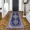 image:imageHOMORE Washable Area Rug 4x6 Black Rugs for Bedroom Living Room  Non Slip Low Pile Vintage Floral Throw Rugs for Entryway Kitchen Rug Dinning Room OfficeNavy Blue