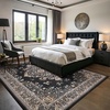 image:imageHOMORE Washable Area Rug 4x6 Black Rugs for Bedroom Living Room  Non Slip Low Pile Vintage Floral Throw Rugs for Entryway Kitchen Rug Dinning Room OfficeBlack