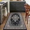image:imageHOMORE Washable Area Rug 4x6 Black Rugs for Bedroom Living Room  Non Slip Low Pile Vintage Floral Throw Rugs for Entryway Kitchen Rug Dinning Room OfficeBlack