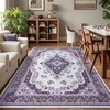 image:imageHOMORE Washable Area Rug 4x6 Black Rugs for Bedroom Living Room  Non Slip Low Pile Vintage Floral Throw Rugs for Entryway Kitchen Rug Dinning Room OfficePurple
