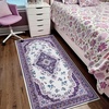 image:imageHOMORE Washable Area Rug 4x6 Black Rugs for Bedroom Living Room  Non Slip Low Pile Vintage Floral Throw Rugs for Entryway Kitchen Rug Dinning Room OfficePurple