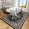 image:imageHOMORE Washable Area Rug 4x6 Black Rugs for Bedroom Living Room  Non Slip Low Pile Vintage Floral Throw Rugs for Entryway Kitchen Rug Dinning Room OfficeBlack
