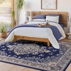 image:imageHOMORE Washable Area Rug 4x6 Black Rugs for Bedroom Living Room  Non Slip Low Pile Vintage Floral Throw Rugs for Entryway Kitchen Rug Dinning Room OfficeNavy Blue