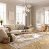 image:imageHOMORE Washable Area Rug 4x6 Black Rugs for Bedroom Living Room  Non Slip Low Pile Vintage Floral Throw Rugs for Entryway Kitchen Rug Dinning Room OfficeBeige