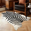 image:imageHOMORE Zebra RugFaux Animal Print RugSmall Zebra Hide Rugs for Bedroom  23x36 FeetWashableNon SlipLow Plie Western Floor Carpet for Bedside Living Room Desk Wall Decor Black and WhiteZebra